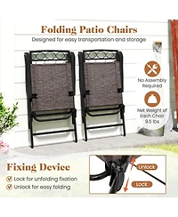 Costway 3 Pcs Outdoor Bistro Dining Furniture Set with 1.57" Umbrella Hole Rippled