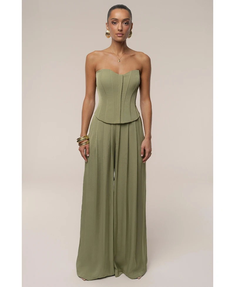 Jluxlabel Women's Clara Wide Leg Pleated Trousers