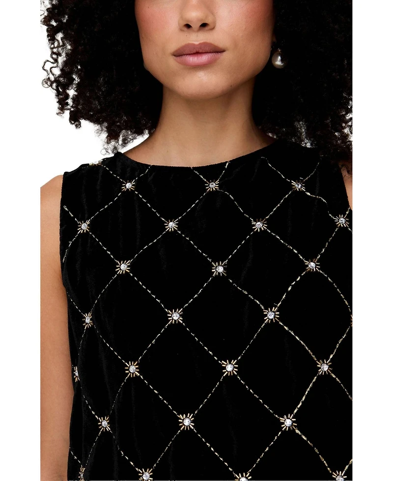 Lily and Lionel London Women's Chiva Beaded Velvet Top