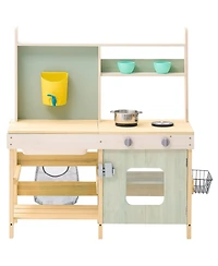 Sugift Outdoor Mud Kitchen with Storage Bag, Metal Baskets & Stoves