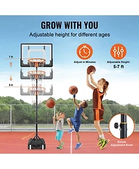 Mecale 32-Inch Adjustable Basketball Hoop, 5–7 ft Portable Backboard System with Wheels and Fillable Base