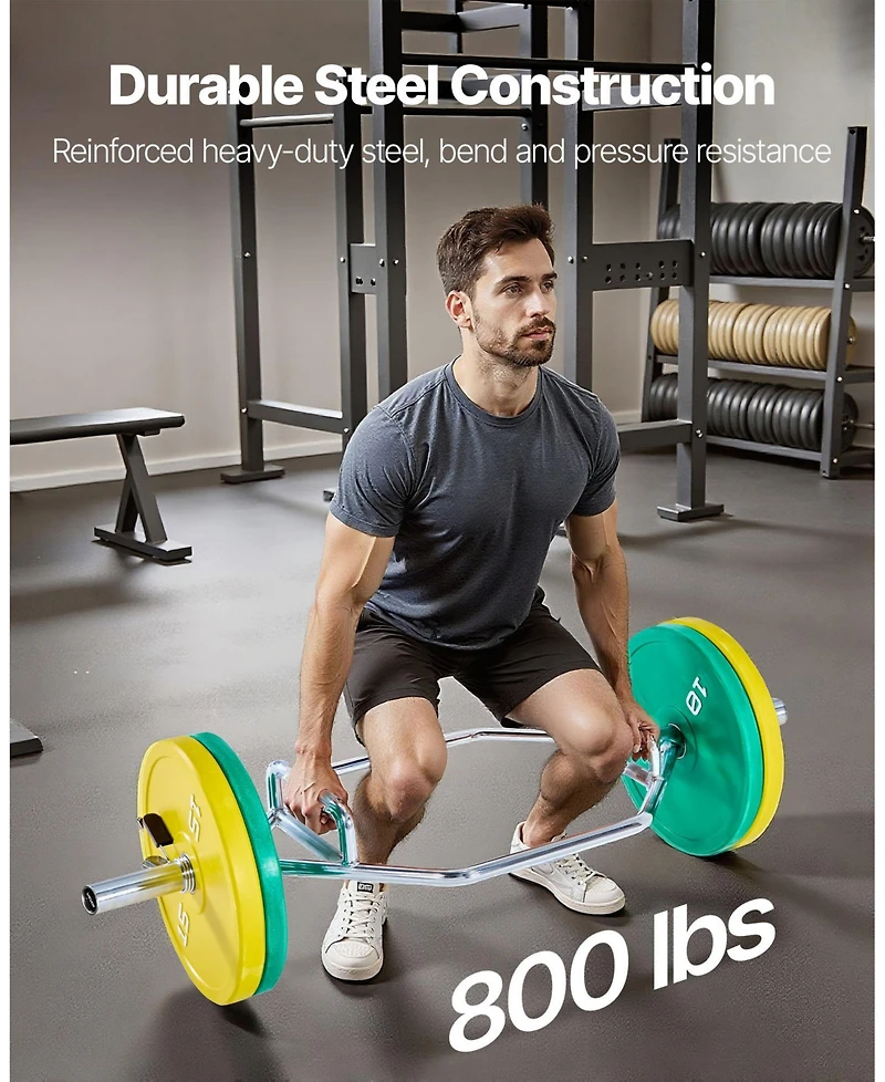 Mecale Trap Bar Hex Bar, 2-Inch Hex Barbell, 500 lb Capacity Strength Training Bar for Deadlifts and Squats