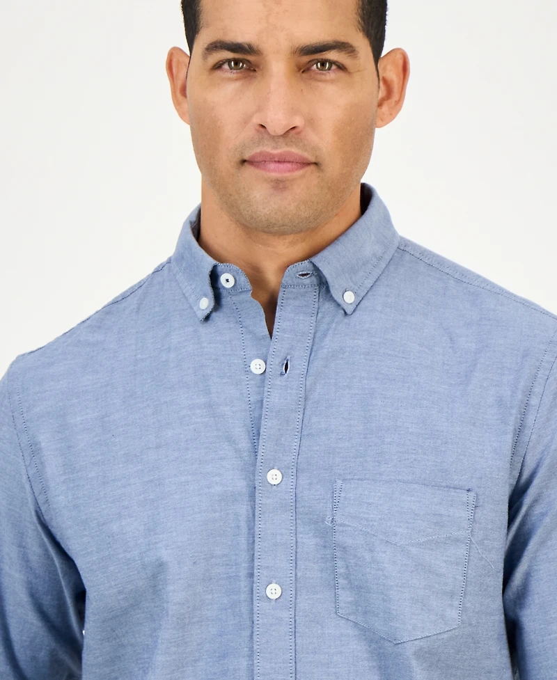 Club Room Men's Solid Stretch Oxford Cotton Shirt, Created for Macy's