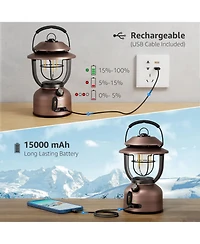Lepro Vintage Led Rechargeable Metal Camping Lantern, Dimmable High Lumen Up to 1000LM, Outdoor Waterproof