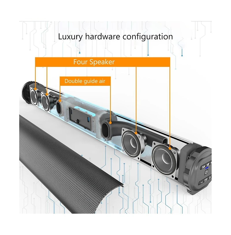 Artudatech 4-Speaker Sound Bar with Wireless Bass, Bluetooth 5.0, Tws & Multiple Inputs