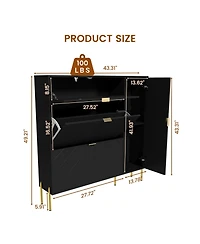 Boyel Living 49.21 in. H Wood Shoe Storage Cabinet with Flip-Up Drawers Adjustable Shelf