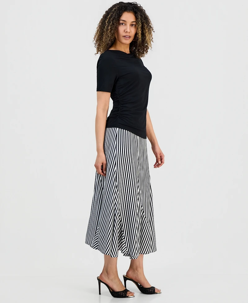 I.n.c. International Concepts Petite Striped Midi Skirt, Macy's Exclusive