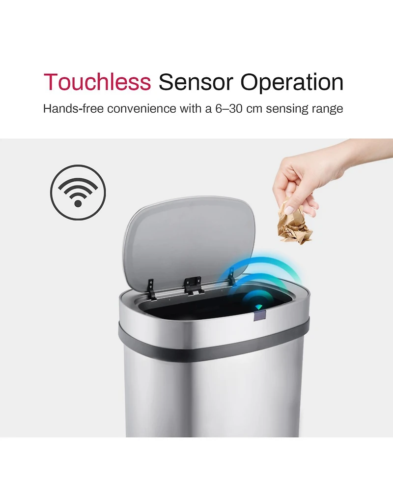 Mega Casa 18 Gallon Stainless Steel Oval Motion Sensor Trash Can for Kitchen