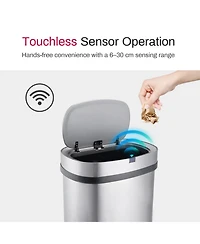 Mega Casa 18 Gallon Stainless Steel Oval Motion Sensor Trash Can for Kitchen