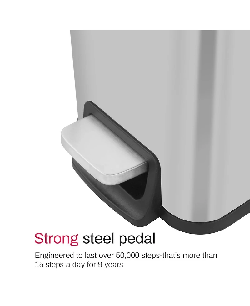 Mega Casa 1.6 Gallon Rectangular Step-on Trash Can Set