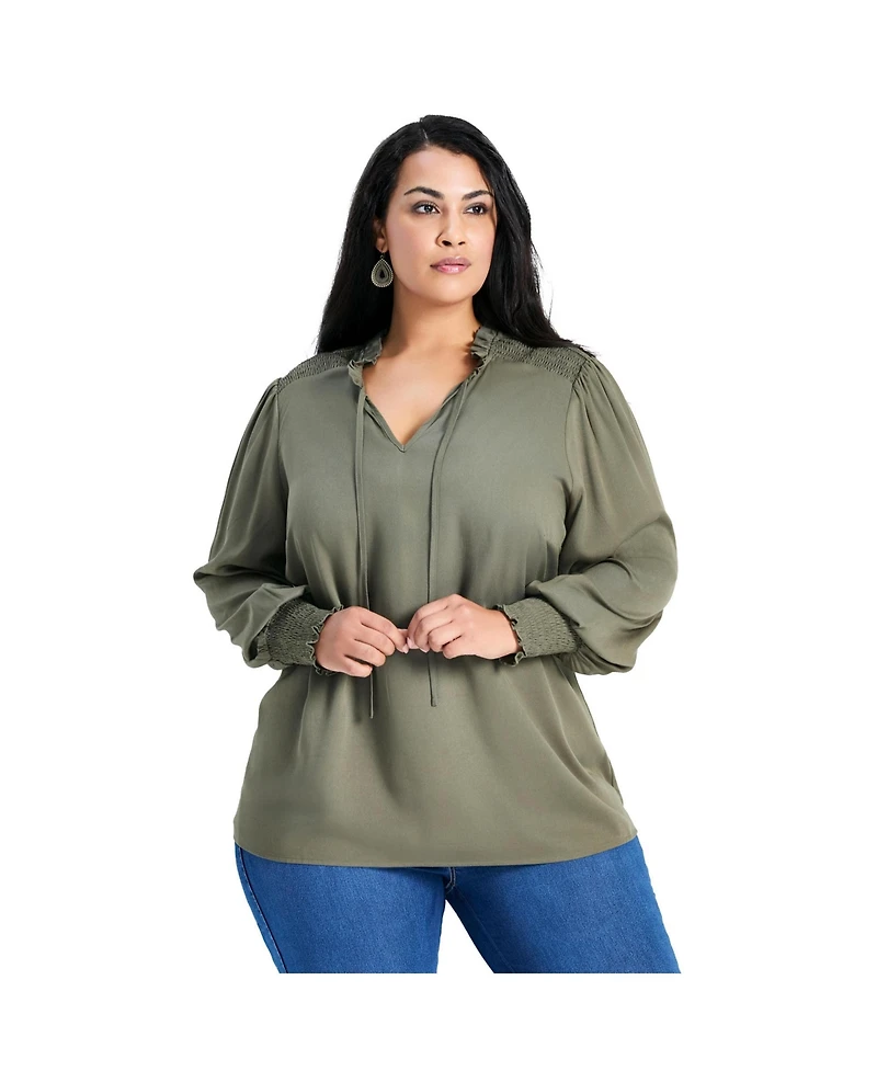 Avenue Women's Abby Blouson Sleeve Blouse