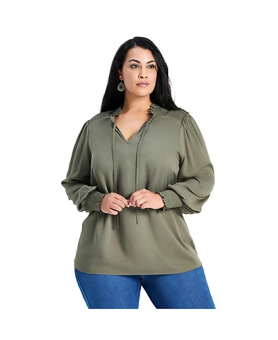Avenue Women's Abby Blouson Sleeve Blouse
