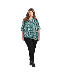 Avenue Women's Plus Madeline Tab Sleeve Blouse
