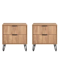 Manhattan Comfort Dumbo Fluted 2-Drawer Wood Nightstand, Set of 2
