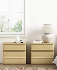 Manhattan Comfort Molly 3-Drawer Wood Nightstand, Set of 2