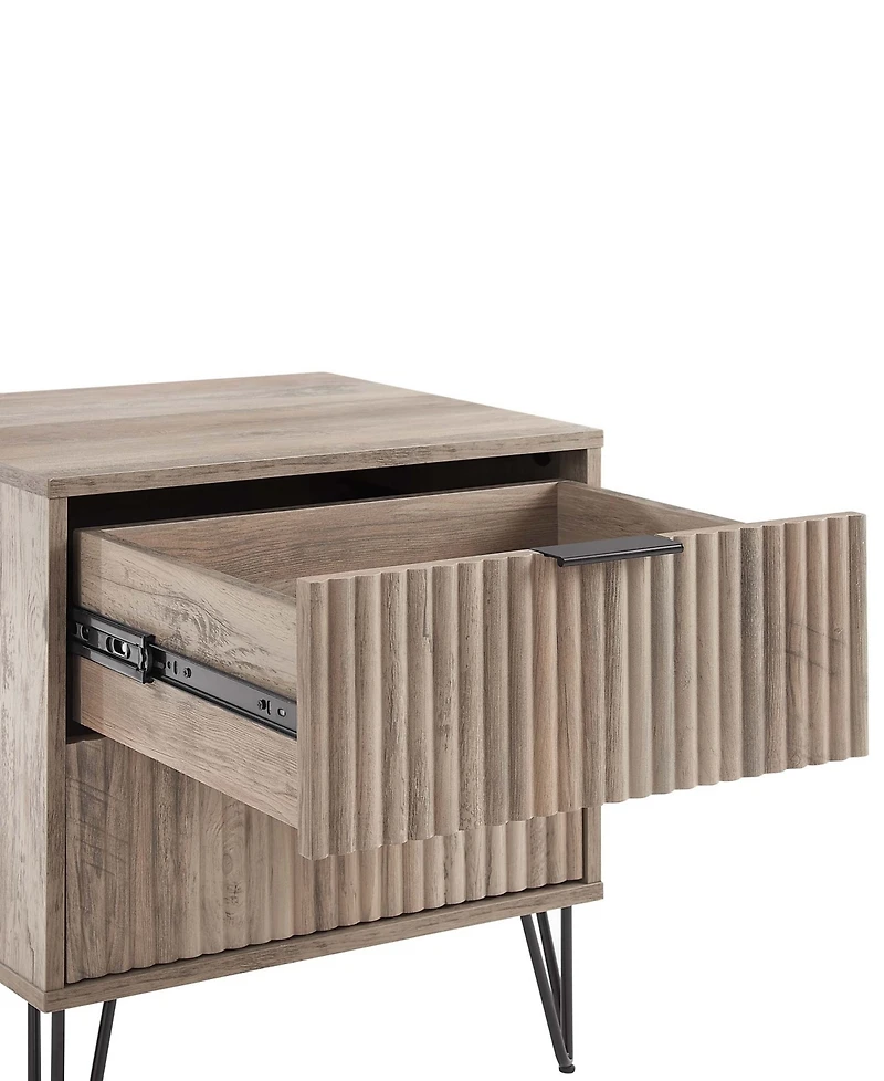 Manhattan Comfort Dumbo Fluted 2-Drawer Wood Nightstand, Set of 2