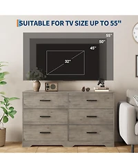 gaomon 6-Drawer Double Dresser 47" Wide, Modern Dresser Tv Stand, Storage Cabinet for Bedroom, Living Room, Hallway