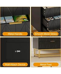 gaomon 6-Drawer Black Engineered Wood Dresser, Rust-Resistant Finish, Sturdy Metal Frame, Bedroom Storage