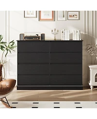 gaomon Black 8-Drawer Dresser, Deep Drawers, Large Double Chest for Closet, Wide Top, Living Room, Hallway, Kids Room