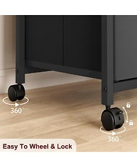 gaomon 3-Drawer Compact Mobile Filing Cabinet with Stylish Fabric, Storage Solution with Legs & Wheels, Bedroom, Black