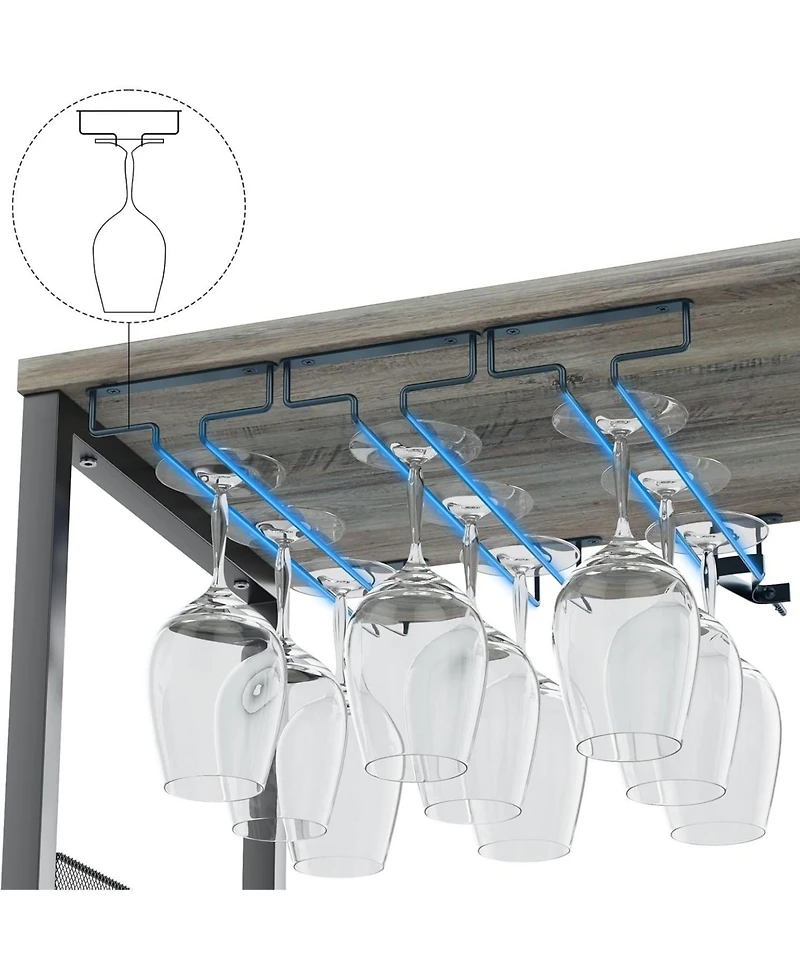 gaomon Farmhouse Wine Bar Cabinet with Detachable Wine Rack, Glass Holder, Mesh Door, Adjustable Feet, Living Room