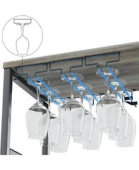 gaomon Farmhouse Wine Bar Cabinet with Detachable Wine Rack, Glass Holder, Mesh Door, Adjustable Feet, Living Room