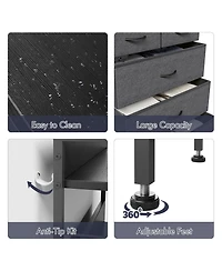 gaomon 5-Drawer Fabric Dresser Bedroom Chest, Metal Frame, Wood Tabletop, Entryway Storage Organizer, Easy Pull Handle