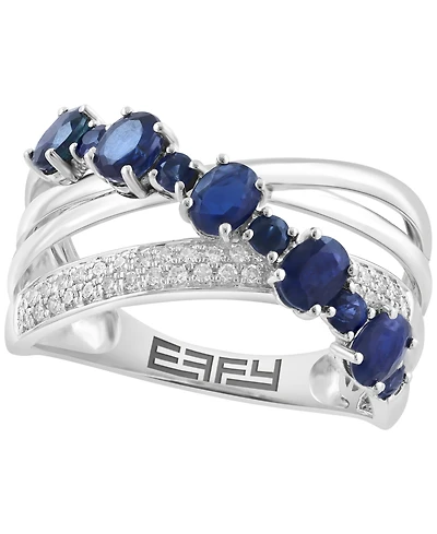 Effy Collection Sapphire (1-1/4 ct. t.w.) And Diamond (1/6 ct. t.w.) Ring in 14k White Gold