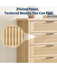 gaomon 5-Drawer Modern Fluted Dresser Bedroom Chest, Fluted Drawers with Metal Handle, Large Storage Cabinet for Nursery, Living Room