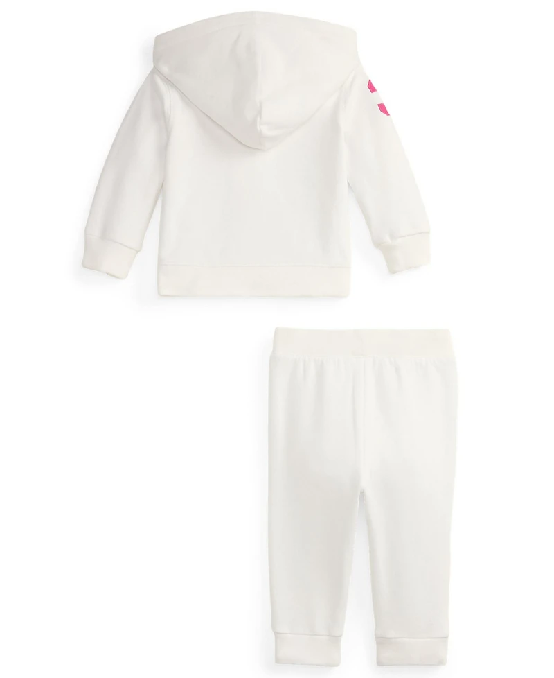 Polo Ralph Lauren Baby Girls' Big Pony Fleece Zip Hoodie and Pants, 2-Piece Set
