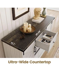 gaomon 4-Drawer Farmhouse Painted Engineered Wood Dresser, Sliding Barn Doors, Removable Divider, Bedroom