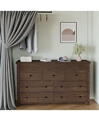 gaomon 7-Drawer Farmhouse Dresser Bedroom Wooden Chest, Fluted Tv Stand Storage Organizer for Living, Home Office