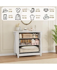 gaomon 3-Drawer Modern Wood Dresser Bedroom Chest with Golden Metal Ring Pull Handles, Storage Cabinet for Living Room, Entryway, Antique White