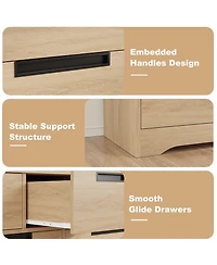 gaomon 6-Drawer Modern Wood Dresser Bedroom Double Chest Organizer with Embedded Handles Storage Cabinet for Living Room, Nursery