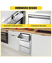 gaomon 18W x 23H x 23D Inch Outdoor Kitchen Drawers, Flush Mount Double Bbq Access Drawers
