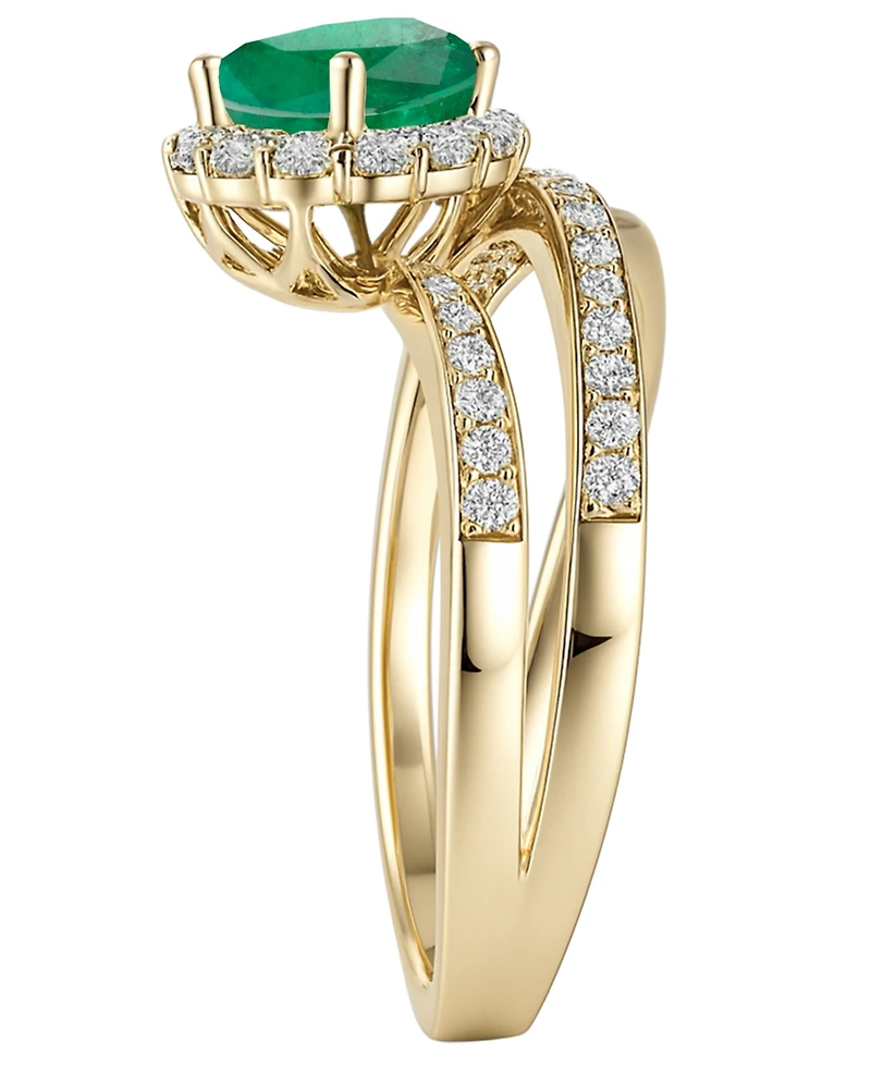 Macy's Emerald (1-1/5 ct. t.w.) And Diamond (1/2 Ring 14k Yellow Gold (Also Available Sapphire & Ruby)