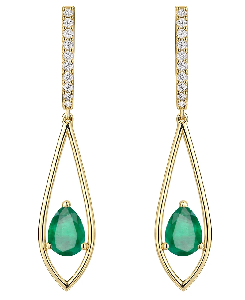 Macy's Emerald (1-1/4 ct. t.w.) And Diamond (1/6 Drop Earrings 14k Gold (Also Available Sapphire & Ruby)