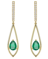 Macy's Emerald (1-1/4 ct. t.w.) And Diamond (1/6 Drop Earrings 14k Gold (Also Available Sapphire & Ruby)