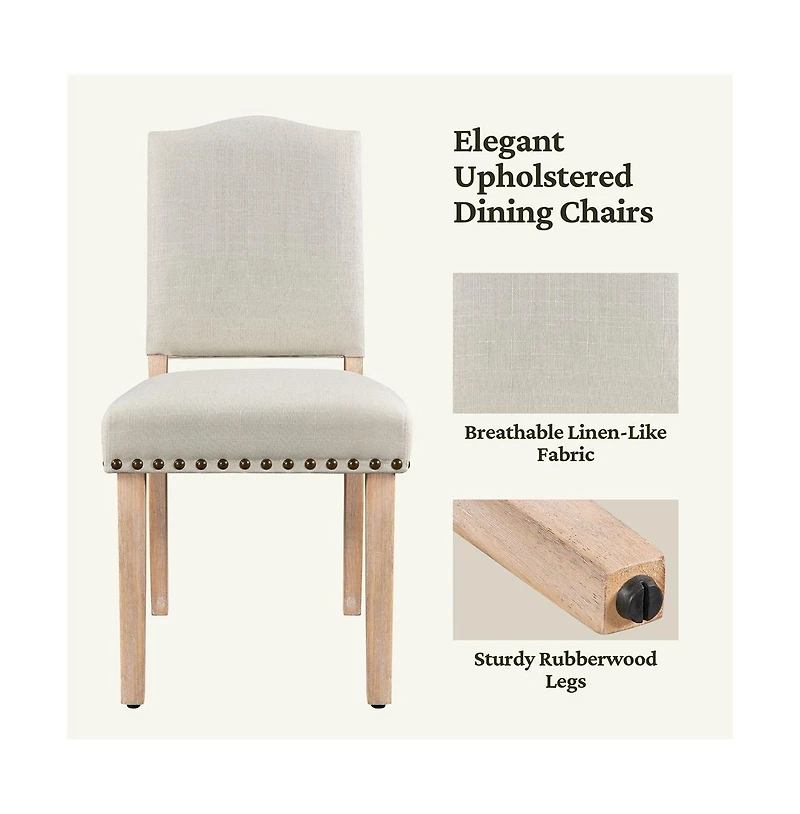 Yaheetech 2PCS Upholstered Kitchen Chairs Dining Room Chairs