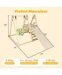 Costway 4-in-1 Indoor Jungle Gym with Baby Swing, Climber, Ladder and Resting Platform