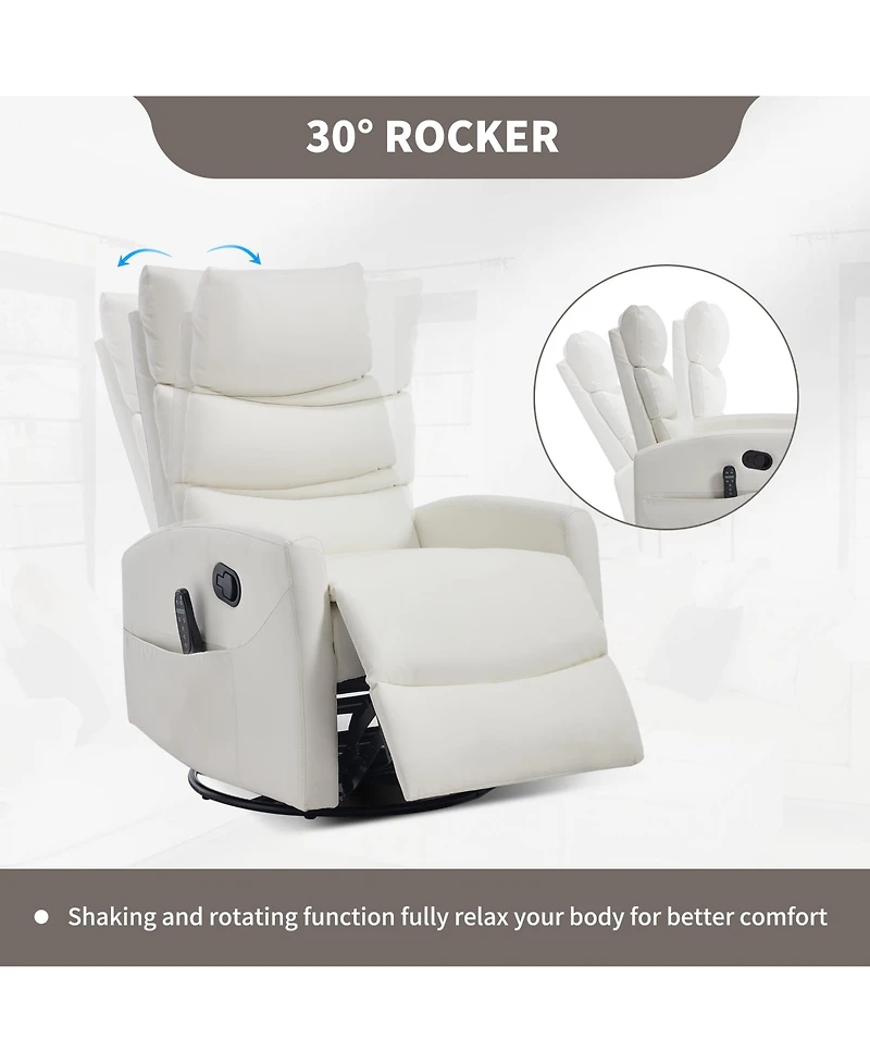 Sumyeg Recliner Chair with Heat Massage Manual Rocker and Swivel Fabric