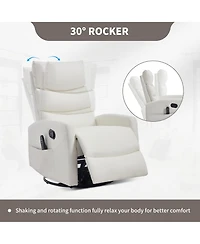 Sumyeg Recliner Chair with Heat Massage Manual Rocker and Swivel Fabric