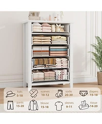 gaomon 5-Drawer Engineered Wood Waterproof Top, Anti-Tip, Lacquered Storage Chest Farmhouse Dresser