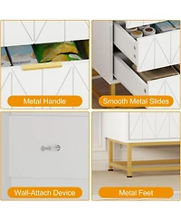 gaomon 6-Drawer Black Engineered Wood Dresser, Rust-Resistant Finish, Sturdy Metal Frame, Bedroom Storage, White Top