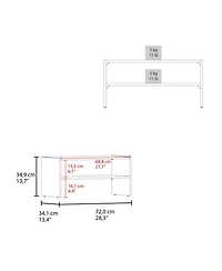 Fm Furniture Shoe Rack, 2 Open Shelves, Low Horizontal Design, Freestanding Unit, Bedroom Use, White