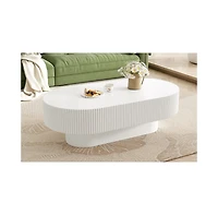 Streamdale Furniture Streamdale Elegant Oval Coffee Table, Modern Cream Drum End Table