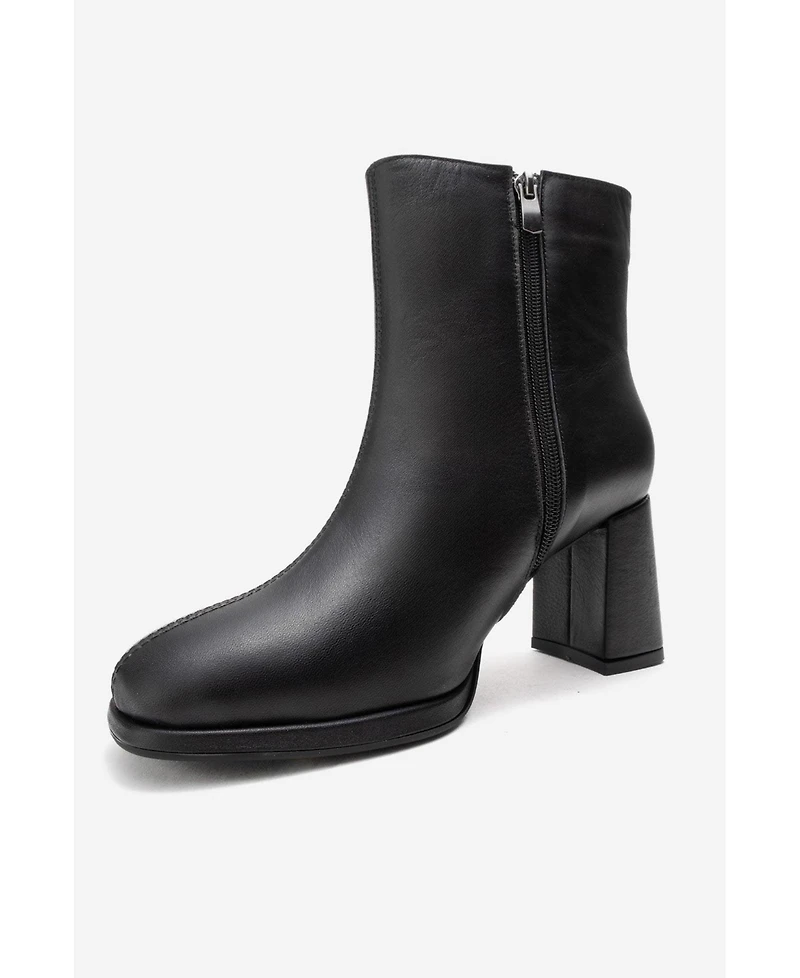 Forever & Always Women's Shoes Napoli Leather Block Heel Boot