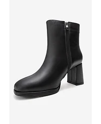 Forever & Always Women's Shoes Napoli Leather Block Heel Boot