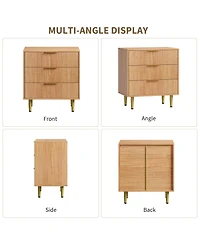 gaomon Modern Fluted Drawer Dresser Wood Chest of Drawers with Metal Handles and Legs