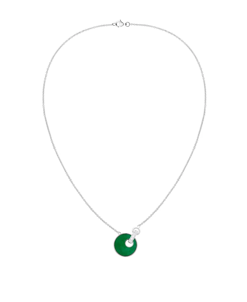 Macy's 3-Pc. Jade Inlay (3 ct. t.w.) And Lab Grown White Sapphire (1/5 Necklace, Earrings, Bracelet Set (Also Available Onyx Inlay)